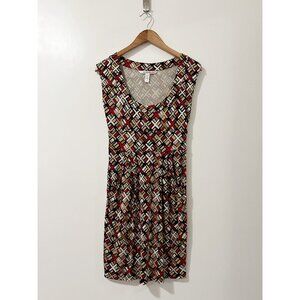 Diane Von Furstenberg 100% Silk Geometric Print Dress Pockets Comfy Casual